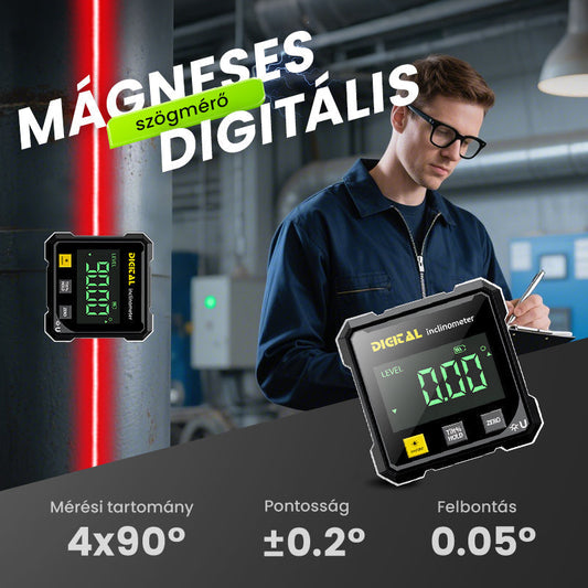 📐 Négyoldalas mágneses digitális szögmérő lézerrel 👷👍