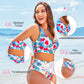 🌼 Női divat többszínű nyomtatott bikinis fürdőruha 3 részes készlet