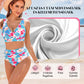 🌼 Női divat többszínű nyomtatott bikinis fürdőruha 3 részes készlet