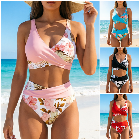 🌸🌿 Hangsúlyozd az alakod – Női virágmintás, magas derekú bikini szett (EU S-XL) – Utánvétes 🌊👙