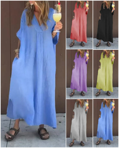 Alkalmi, lendületes, V-nyakú női ruha