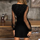 📦Ingyenes szállítás📦💖 Női hálós flitteres hosszú ujjú bodycon ruha