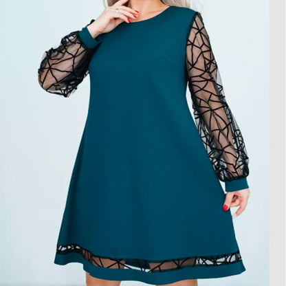 💖Korlátozott kiárusítás 50% KEDVEZMÉNY💖Női patchwork kerek nyakú ruha