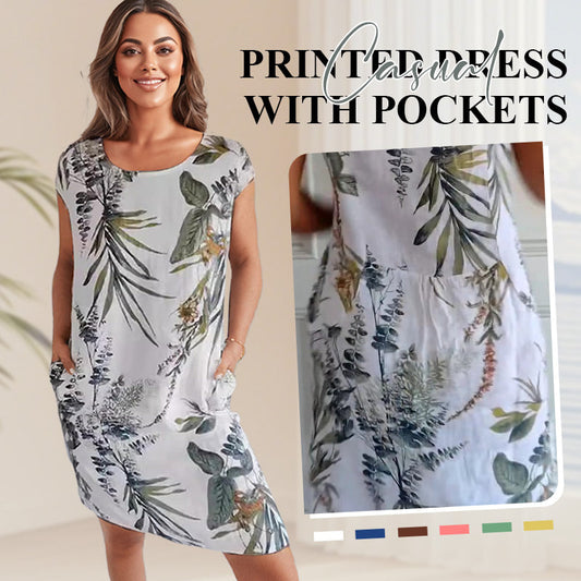 🔥👗Női botanikai mintás kerek nyakú ruha