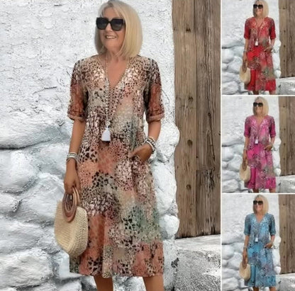 【S-3XL】💮Légáteresztő vintage nyomtatott ruha