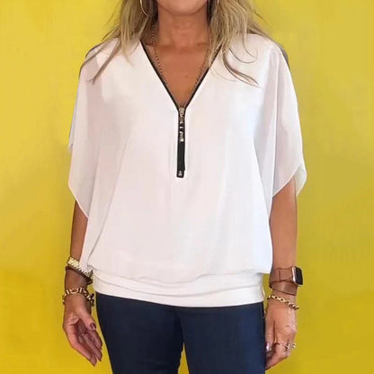 💟Casual női sifon cipzáros felső
