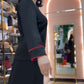 👗Női elegáns fekete felső és szoknya kétrészes szett