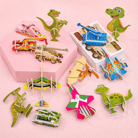 🦗🧩 DIY rajzfilm 3D összerakós puzzle (25 db/készlet) 🧠✨
