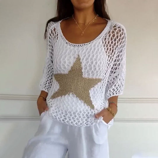 Fashion horgolt hálós női felső