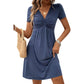 Women's Sleeveless V-Neck Waist Pleated Dress