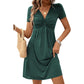 Women's Sleeveless V-Neck Waist Pleated Dress