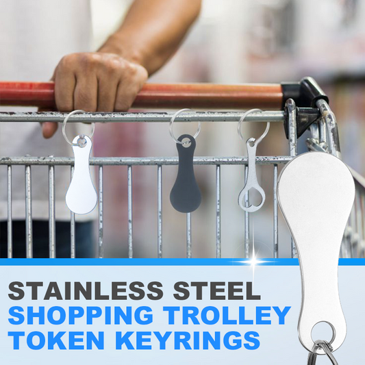 2 db rozsdamentes acél bevásárló kocsi Token kulcstartó kulcstartó