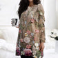 Loose-Fitting Floral Dress with Round Neckline