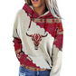Női egyedi tehénkoponya mintás kapucnis pulóver