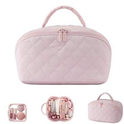 Nagy kapacitású hordozható sminktáska fogantyúval