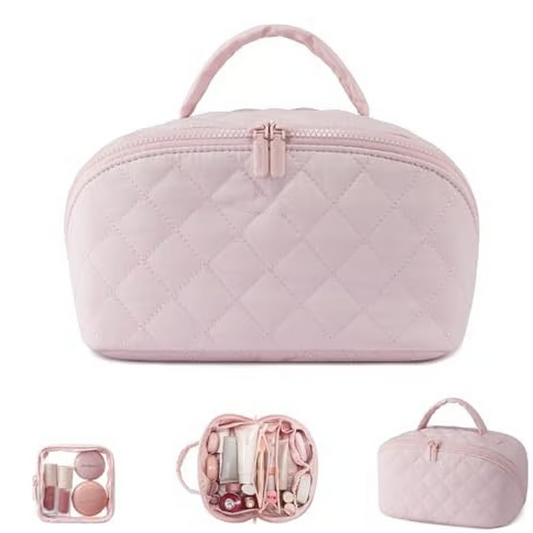 Nagy kapacitású hordozható sminktáska fogantyúval