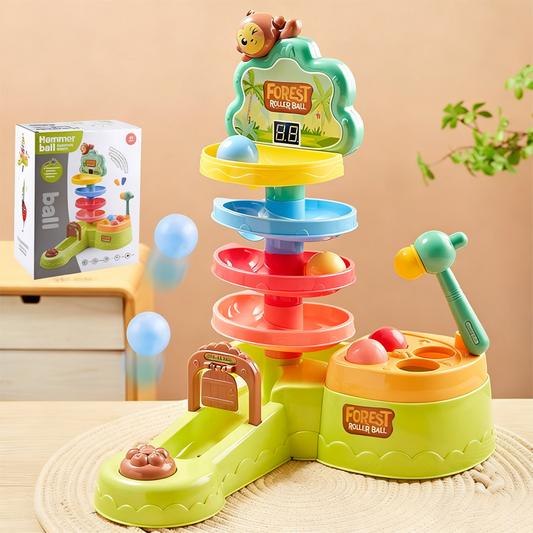 Interaktív labdaejtő és gördülő torony játék