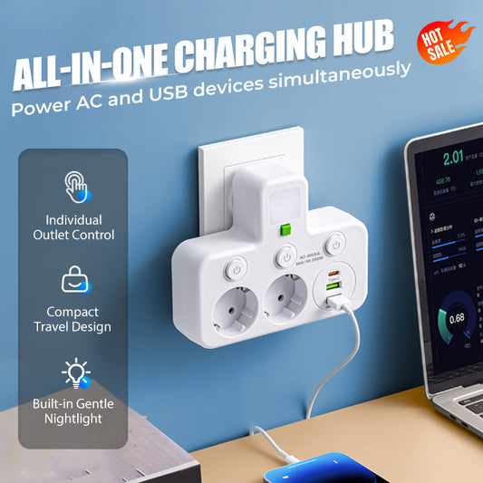 Okos tápkábeles kiegészítő USB-portokkal (EU dugó)