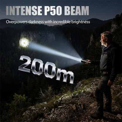 P50 újratölthető LED zseblámpa állítható zoommal