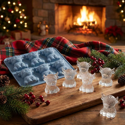 Highland Cow jégkockaforma – aranyos 3D-s szilikonforma italokhoz és partikhoz