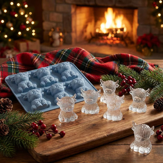 Highland Cow jégkockaforma – aranyos 3D-s szilikonforma italokhoz és partikhoz