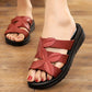 Női virágmintás pántos platform papucs