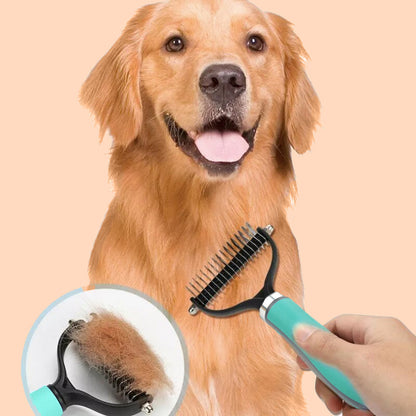 🐶 ✂️ Kétoldalas öntisztító kefe háziállatoknak – Eltávolítja a laza szőrzetet, masszírozza a bőrt és csökkenti a szőrhullást kutyáknak és macskáknak 🐕✨