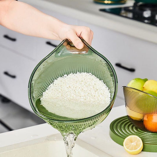 🍚🥣 Többcélú fogantyúval ellátott rizsmosó tál-szűrő