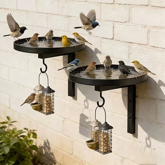 🐦 Vonzza és gondozza a madarakat – Falra szerelhető öntöttvas madárfürdő többfunkciós akasztóval – Utánvétes 🛁