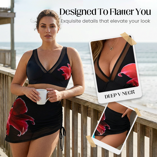 👙🌊Húzózsinórral ellátott, redős hálós bikini szett