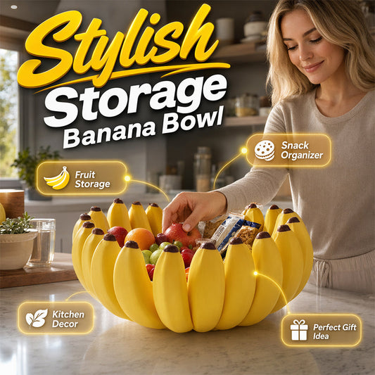 🍇🍌 Modern banán alakú gyümölcstál – Elegáns tárolás minden konyhába