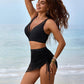 👙🏖️ Magas derekú haskontrollos fürdőruha bikini szett szoknyával 💖