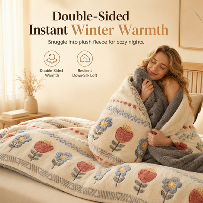 🛏️ 50% kedvezmény ❄️ Extra vastag, kétoldalas téli takaró: egyik oldalán sherpa gyapjú, a másikon „tejbársony” (milk velvet) — melegség őszre és télre — elengedhetetlen a hideg éjszakákon ✨