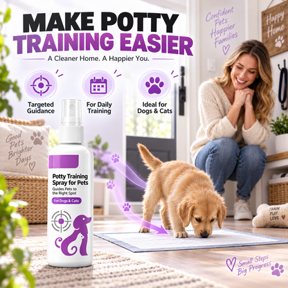 🐱🐶 Kutyák és macskák számára készült szobatisztasági tréning spray – Segít a háziállatoknak a helyes helyen vizelni ✨