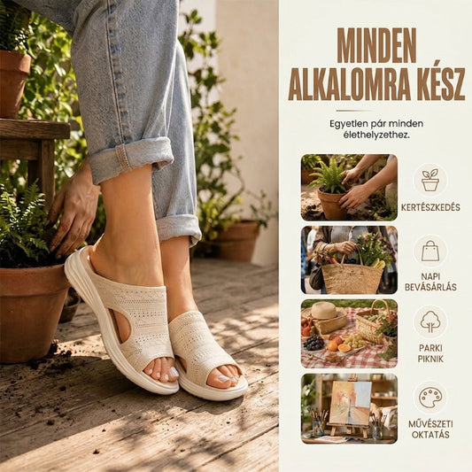 ☁️(EU 36-43) Női, lélegző kötött anyagból készült platform szandál