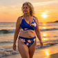 🌼👙 Női Alakformáló Bikini, Virágmintás